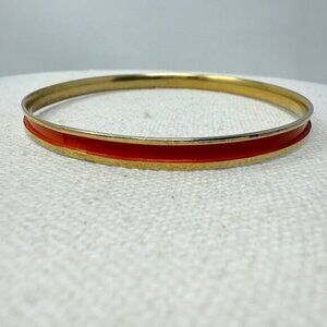 Napier Red Enamel Bangle‎ Bracelet Vintage Signed Gold-Tone Retro